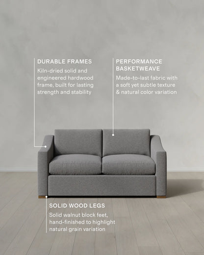 Hollis Slope Arm Sofa in Performance Basketweave - 72" / Flax