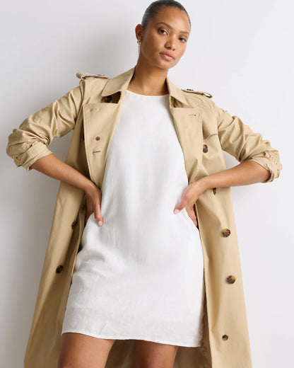 100% European Linen Tank Mini Dress - XS / Martini Olive