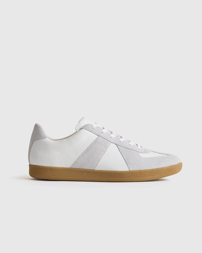 Italian Leather & Suede Lifestyle Trainer - 7 / White