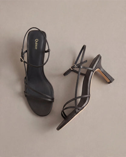 Italian Leather 70mm Strappy Heel - 5 / Metallic Gold