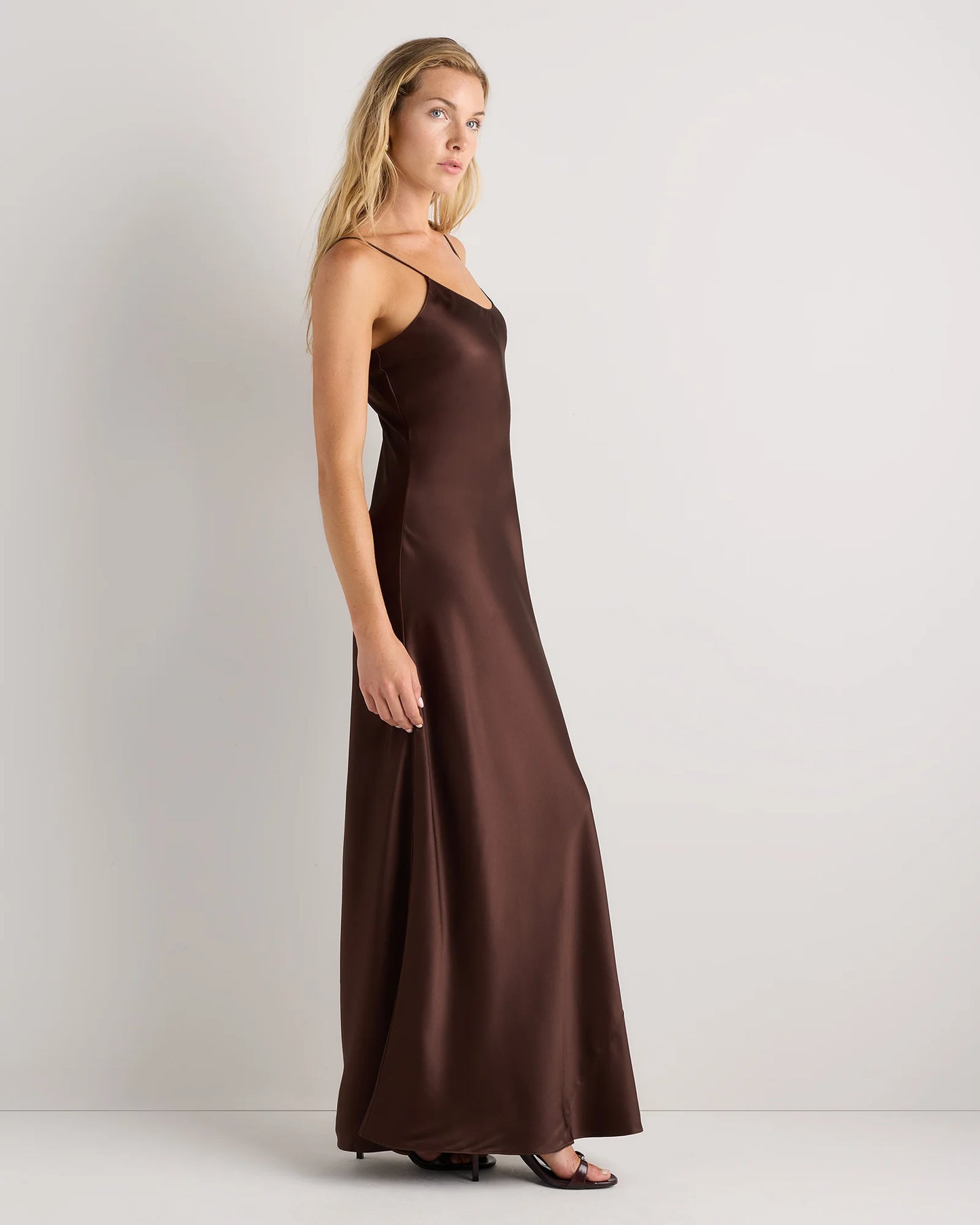 100% Washable Silk Maxi Slip Dress - XS / Cordovan Red Hibiscus