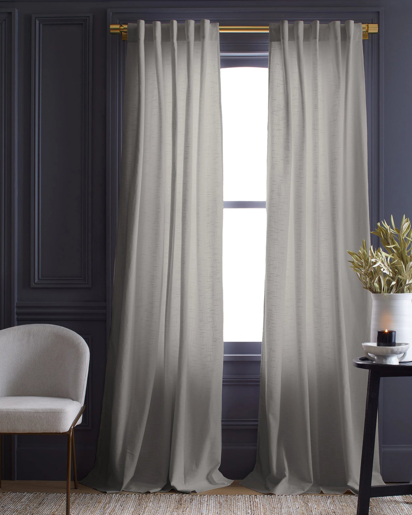 Cotton Slub Curtain - Single Panel - 48x84 / White