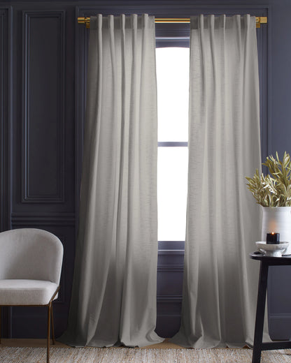 Cotton Slub Curtain - Single Panel - 48x84 / White