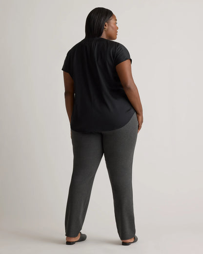 Washable Stretch Silk Dolman Sleeve Blouse - 1X / Black