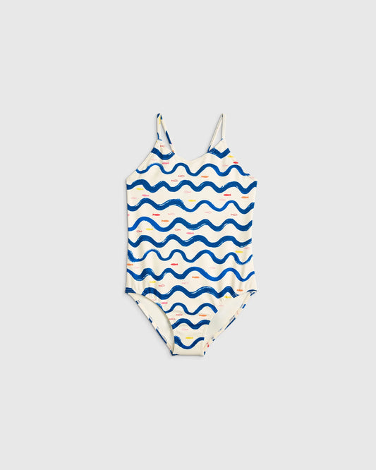 One-Piece Swimsuit - 2T / Wavy Fish