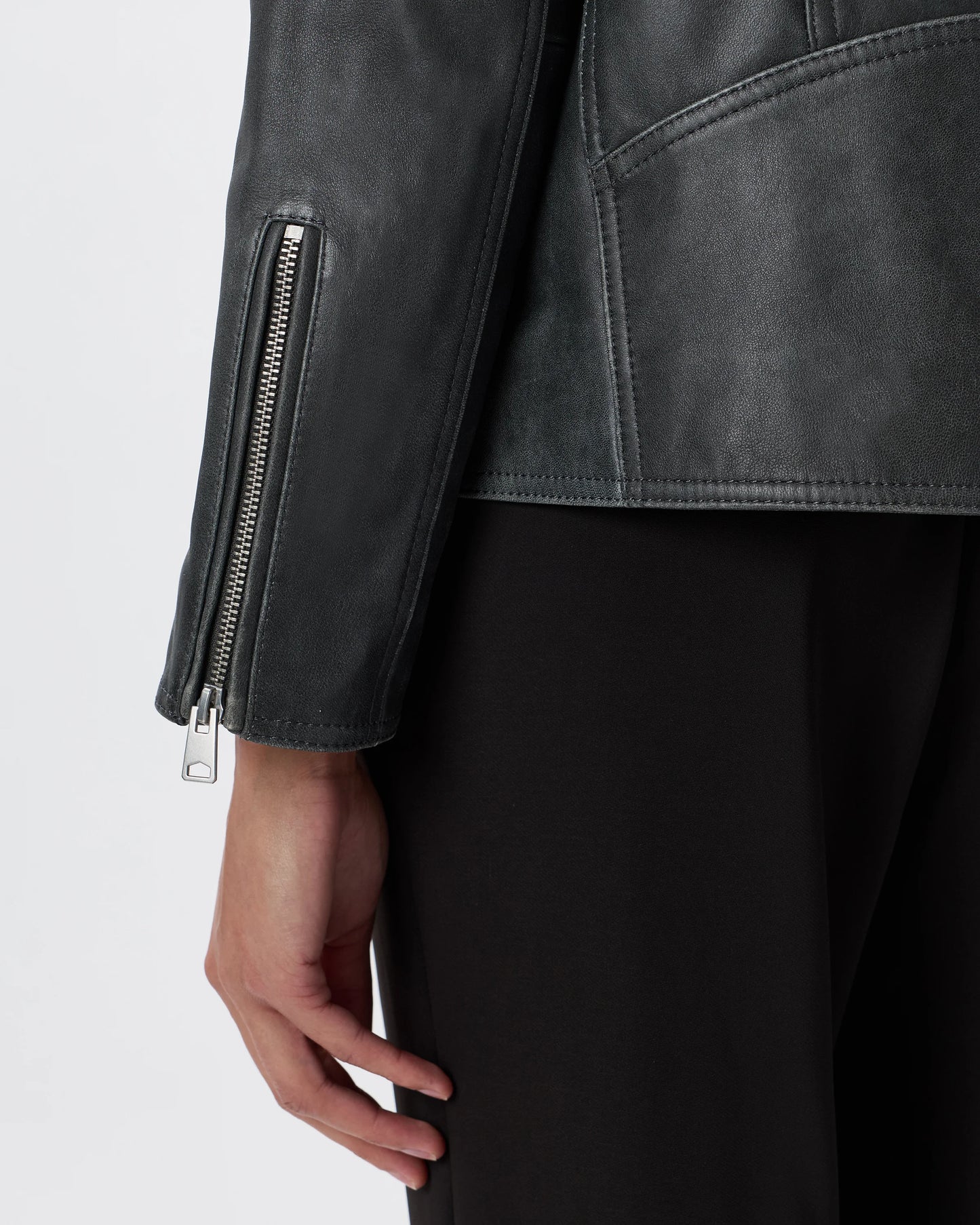 100% Leather Oversized Biker Jacket - XS / True Black