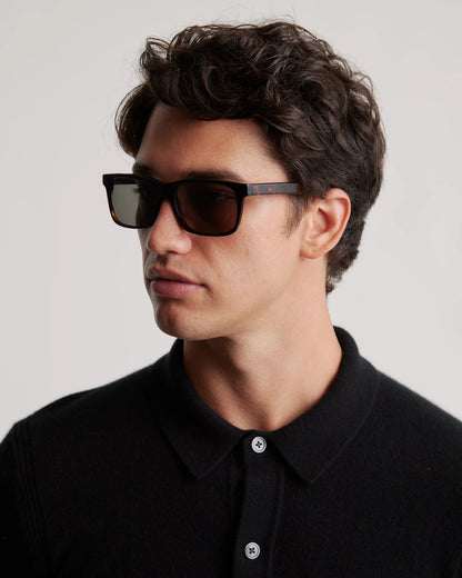 River Polarized Acetate Sunglasses - One Size / Tortoise with Green lens