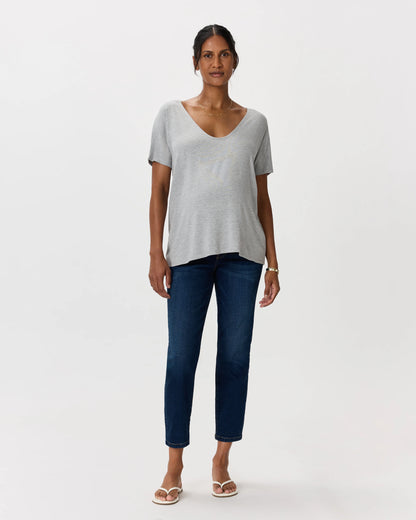 Bamboo Jersey Maternity Dolman Sleeve Tee (2-pack) - XS / White/Grey