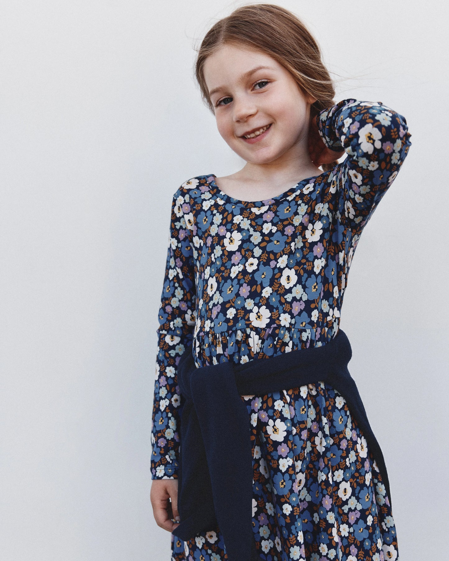 Organic Cotton Long Sleeve Skater Dress - 2T / Red Poppy Garden