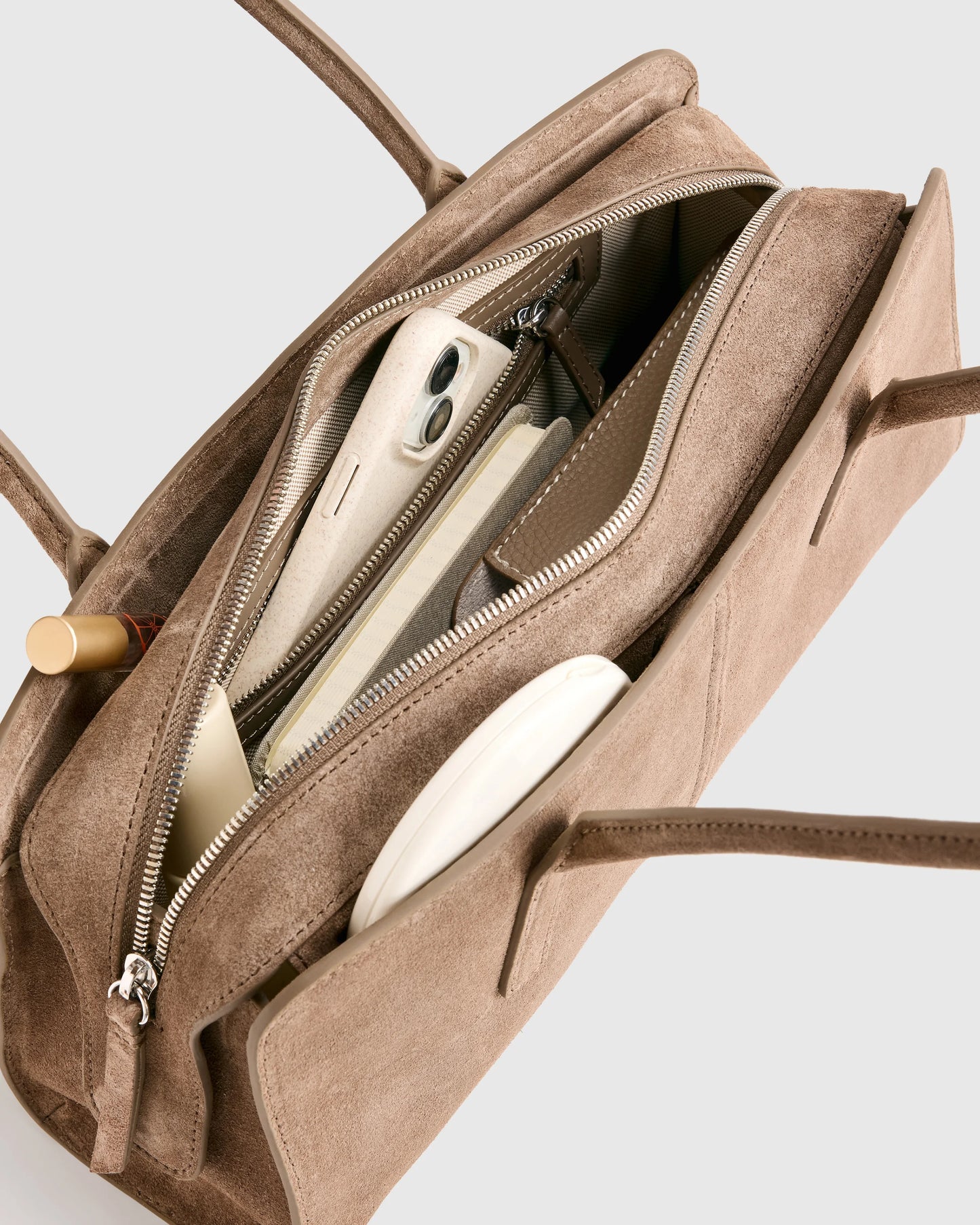 Italian Suede East-West Shoulder Bag - One Size / Whiskey