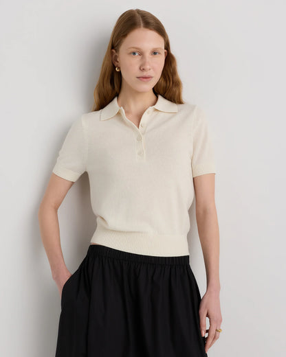 Mongolian Cashmere Short Sleeve Polo - XS / Oatmeal