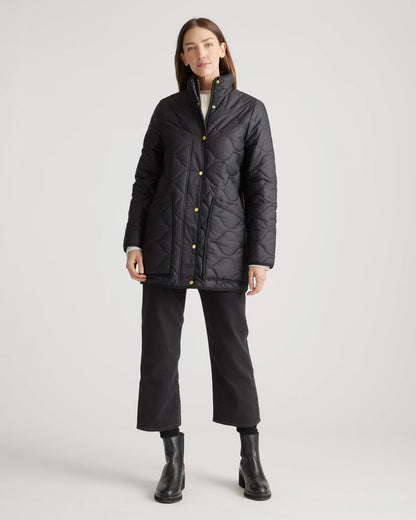Featherless Quilted Long Puffer Jacket - XS / Silken White