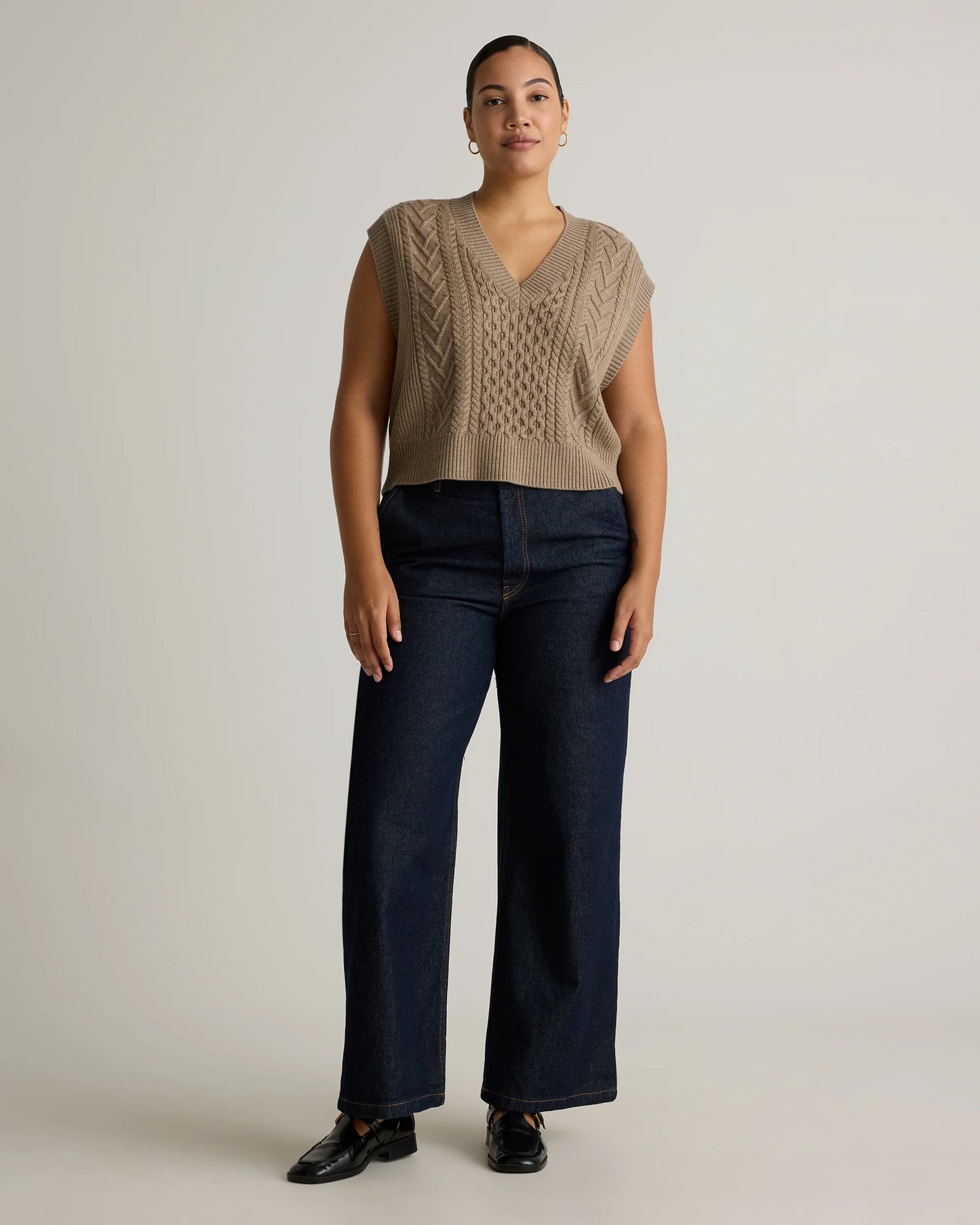 Australian Merino Wool Cable Sweater Vest - XS / Heather Grey