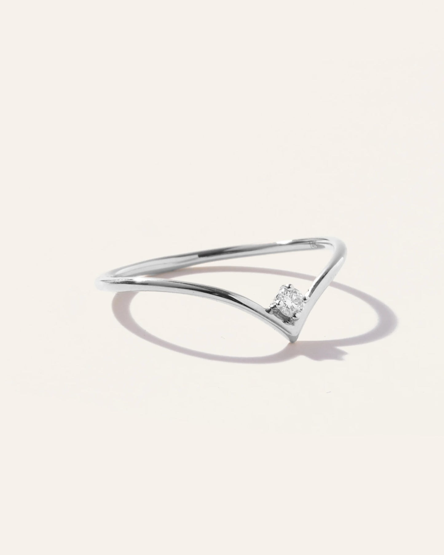 14K Gold Solitaire Diamond Chevron Ring - 4 / Yellow Gold