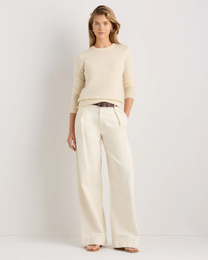 Mongolian Cashmere Crewneck Sweater - XS / Ivory