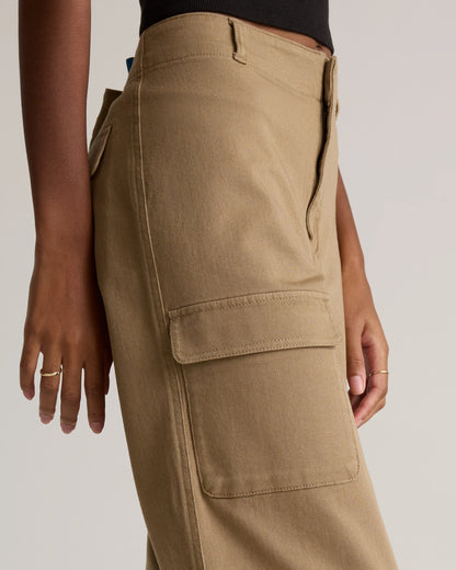 Organic Stretch Cotton Twill Cargo Pants - 0 / Light Khaki