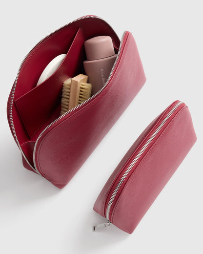 Italian Leather Pouch Travel Set - One Size / Deep Navy