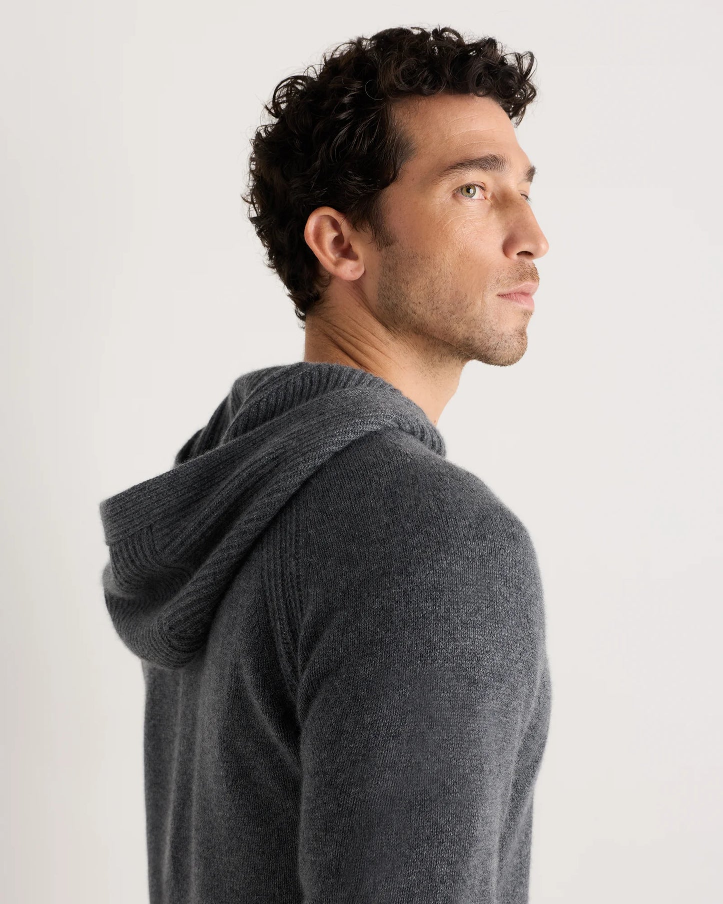 Luxe Baby Cashmere Bomber Hoodie - S / Heather Pewter