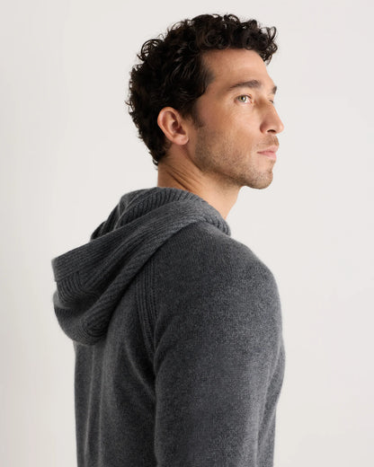 Luxe Baby Cashmere Bomber Hoodie - S / Heather Pewter