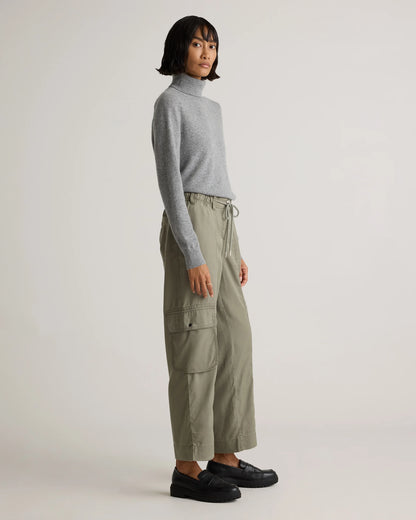 Vintage Wash Tencel Drawstring Cargo Pants - XS / Olive