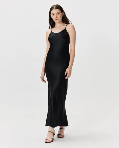 100% Washable Silk Maxi Slip Dress - XS / Cordovan Red Hibiscus