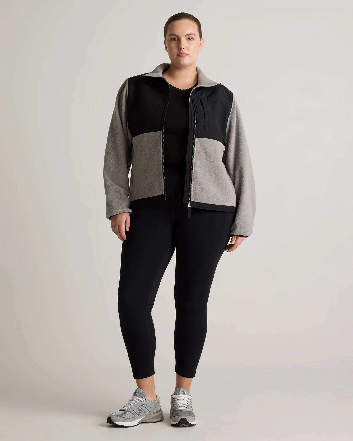 Polar Fleece Full-Zip Jacket - XS / Gravel/Bold Black