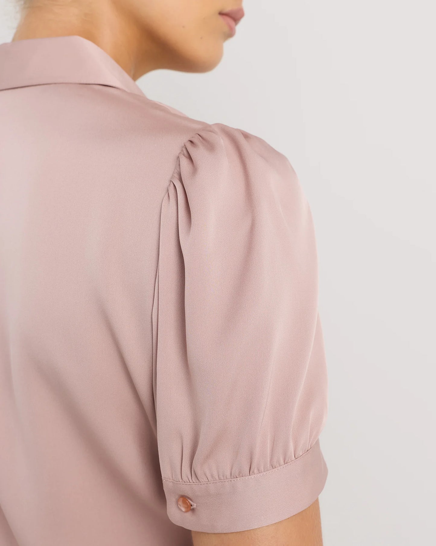 Washable Stretch Silk Puff Sleeve Blouse - XS / Vintage Pink