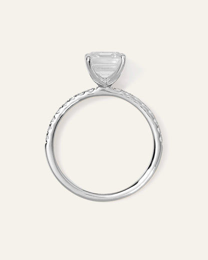 Lab Grown Diamond Emerald Petite Pave Engagement Ring - 3ct - 4 / Yellow Gold