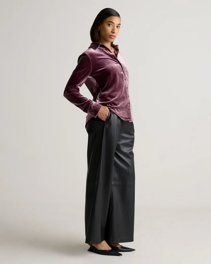 Stretch Silk Velvet Long Sleeve Shirt - XS / Dogwood