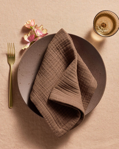Organic Cotton Gauze Napkins (Set of 8) - One Size / Chocolate