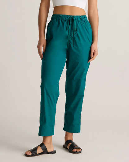 100% Organic Cotton Poplin Pull-On Pants - XS / Garden Green