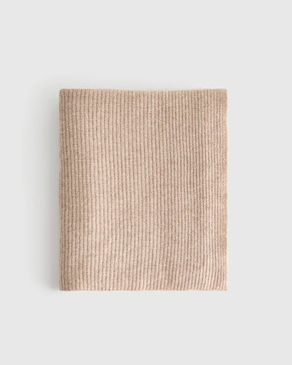 Ribbed Knit Cashmere Throw - 50x70 / Oatmeal