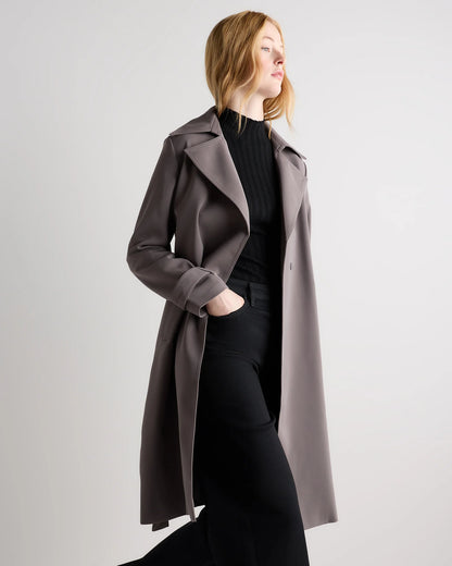 Stretch Crepe Trench Coat - XS / Olive