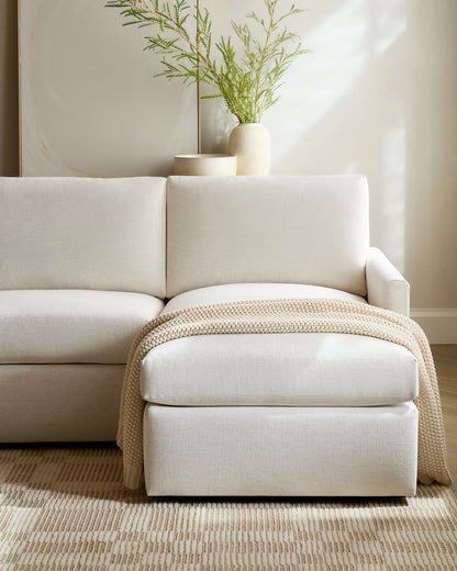 Brennan Chaise Sectional in Performance Basketweave - Right Arm / Flax