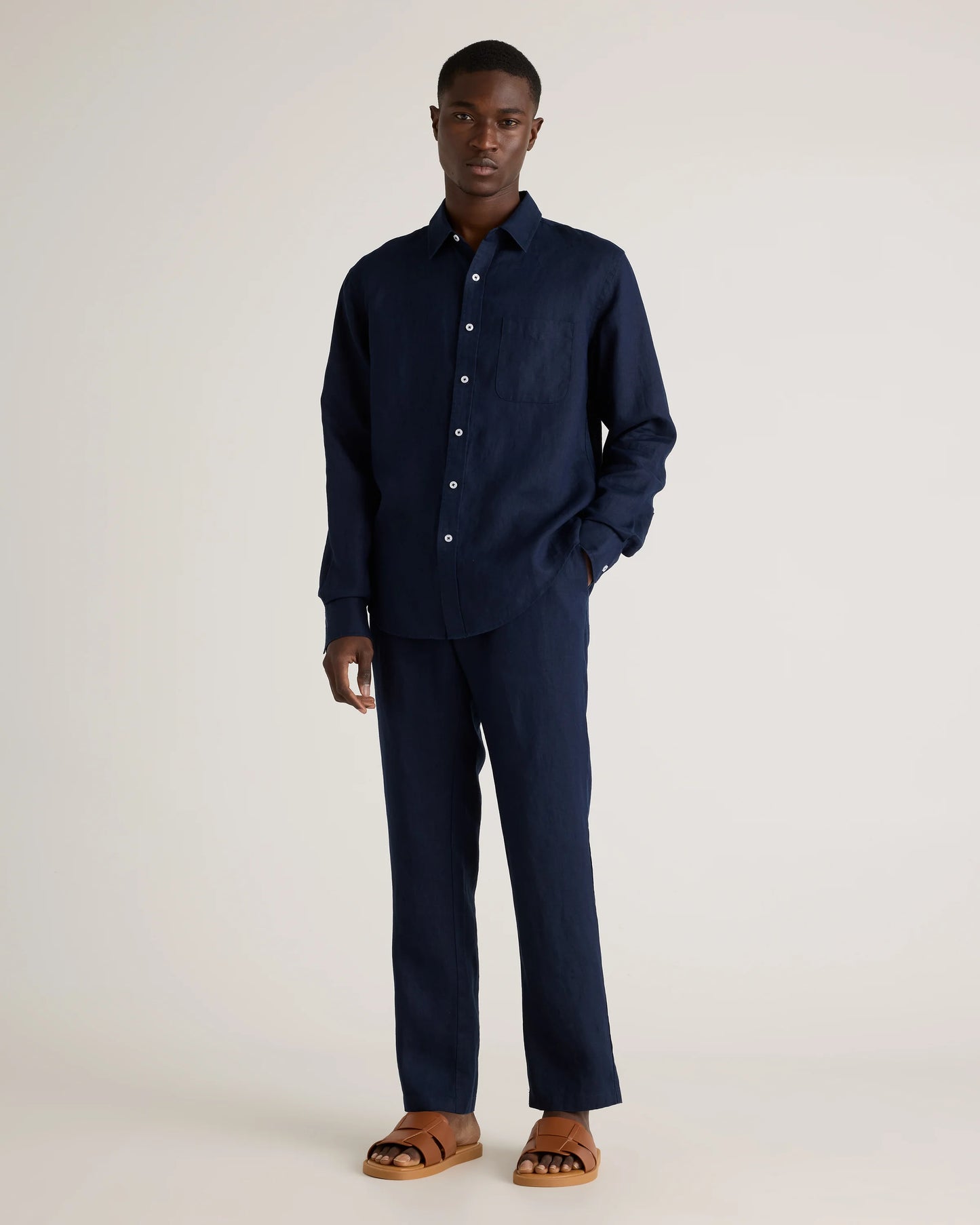 100% European Linen Pants - S / Bayberry Olive