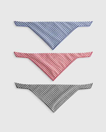 100% Cotton Pet Bandana (3-pack) - S / Navy/Red/Black