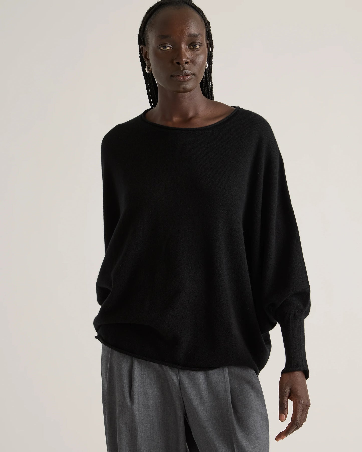 Mongolian Cashmere Batwing Sweater - S/M / Black