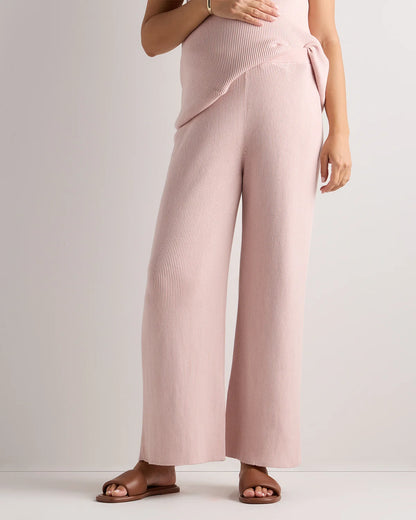 Cotton Cashmere Maternity Wide Leg Pants - XS / Heather Charcoal