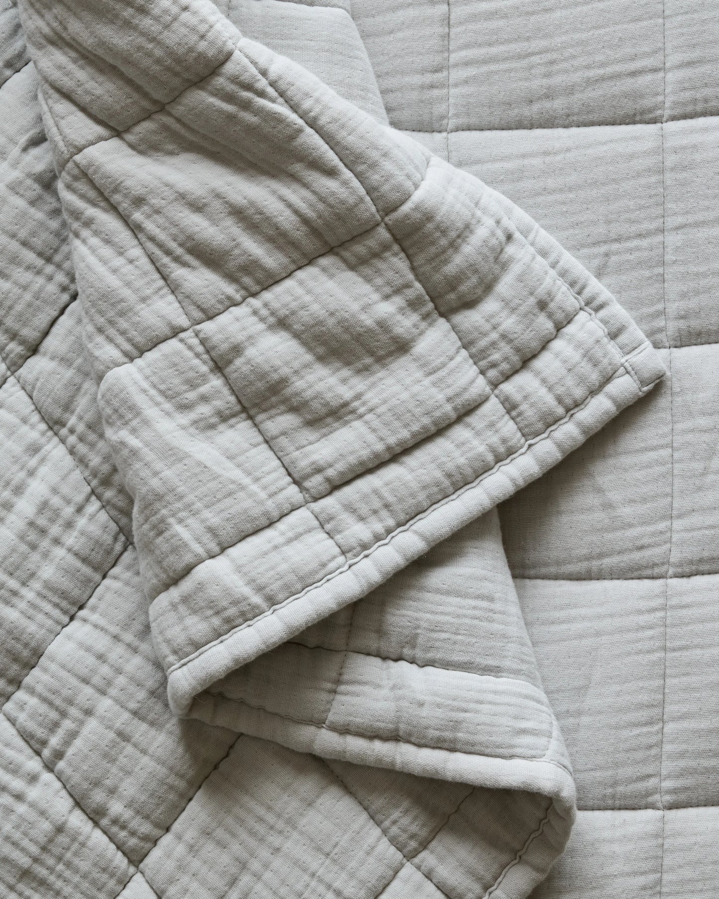 Organic Cotton Gauze Box Quilt Set - Twin / Mineral