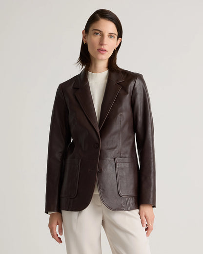 100% Leather Blazer - XS / Rich Brown