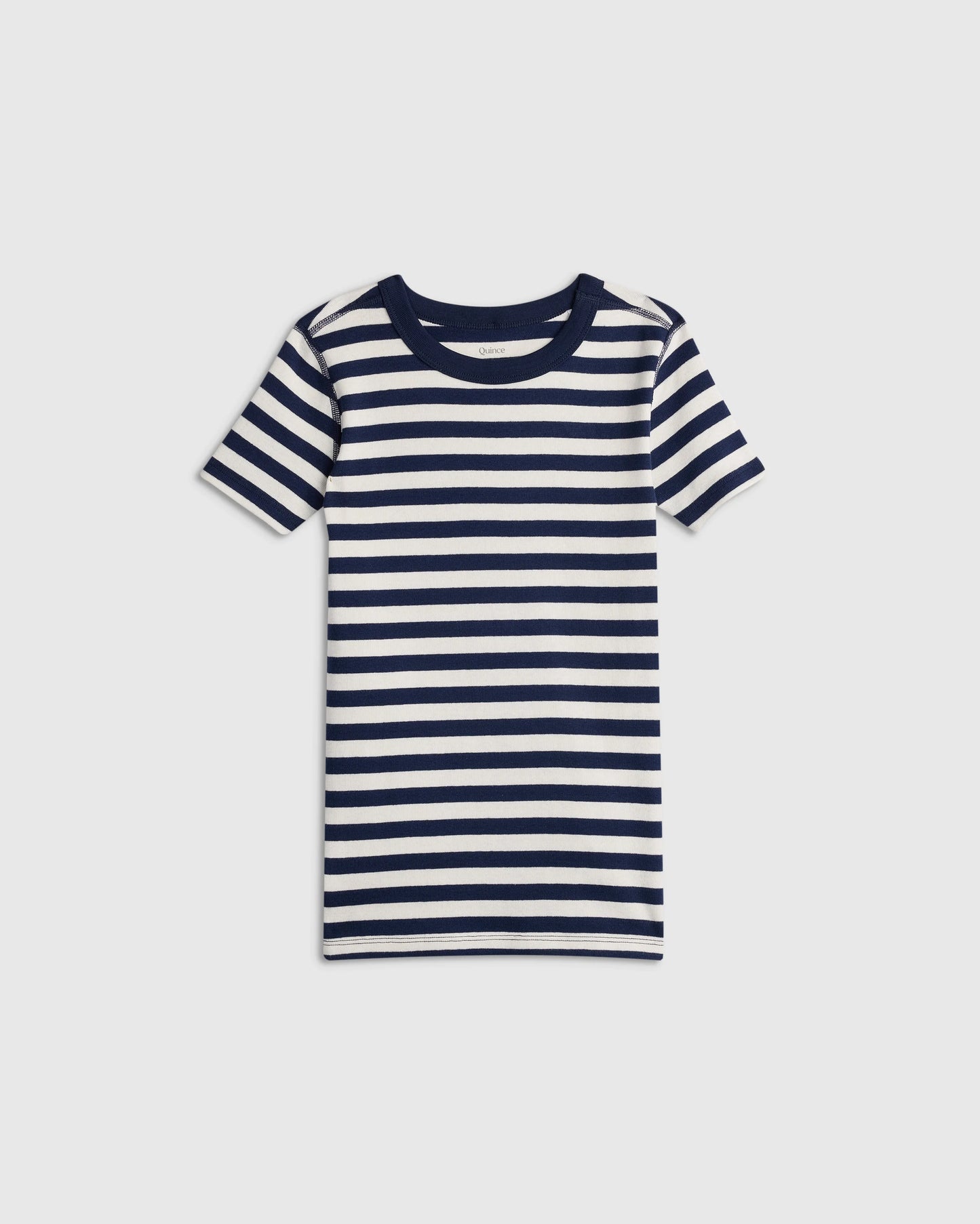 100% Organic Cotton Short Sleeve and Shorts Pajama Set - 6 / Navy Stripe