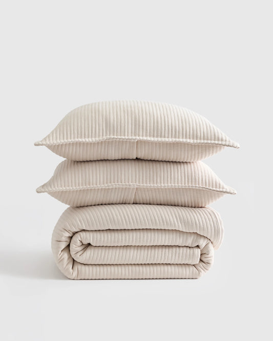 Organic Cotton Matelasse Coverlet Set - Twin / Sand