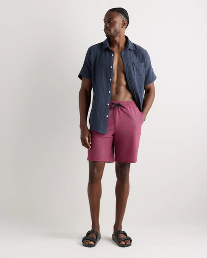 Italian Swim Trunks - 9" - S / Navy Palms