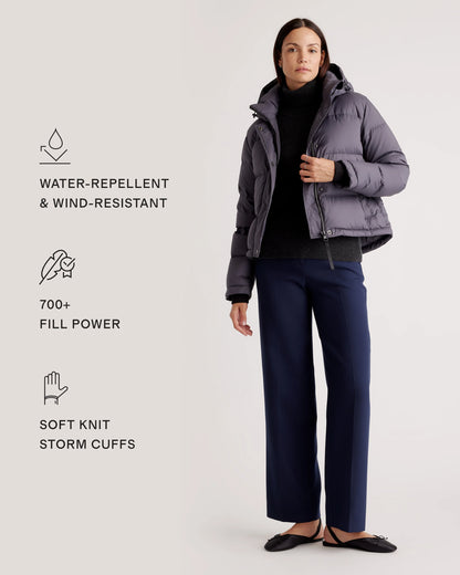 Responsible Down Cropped Puffer Jacket - XS / Shiny Black