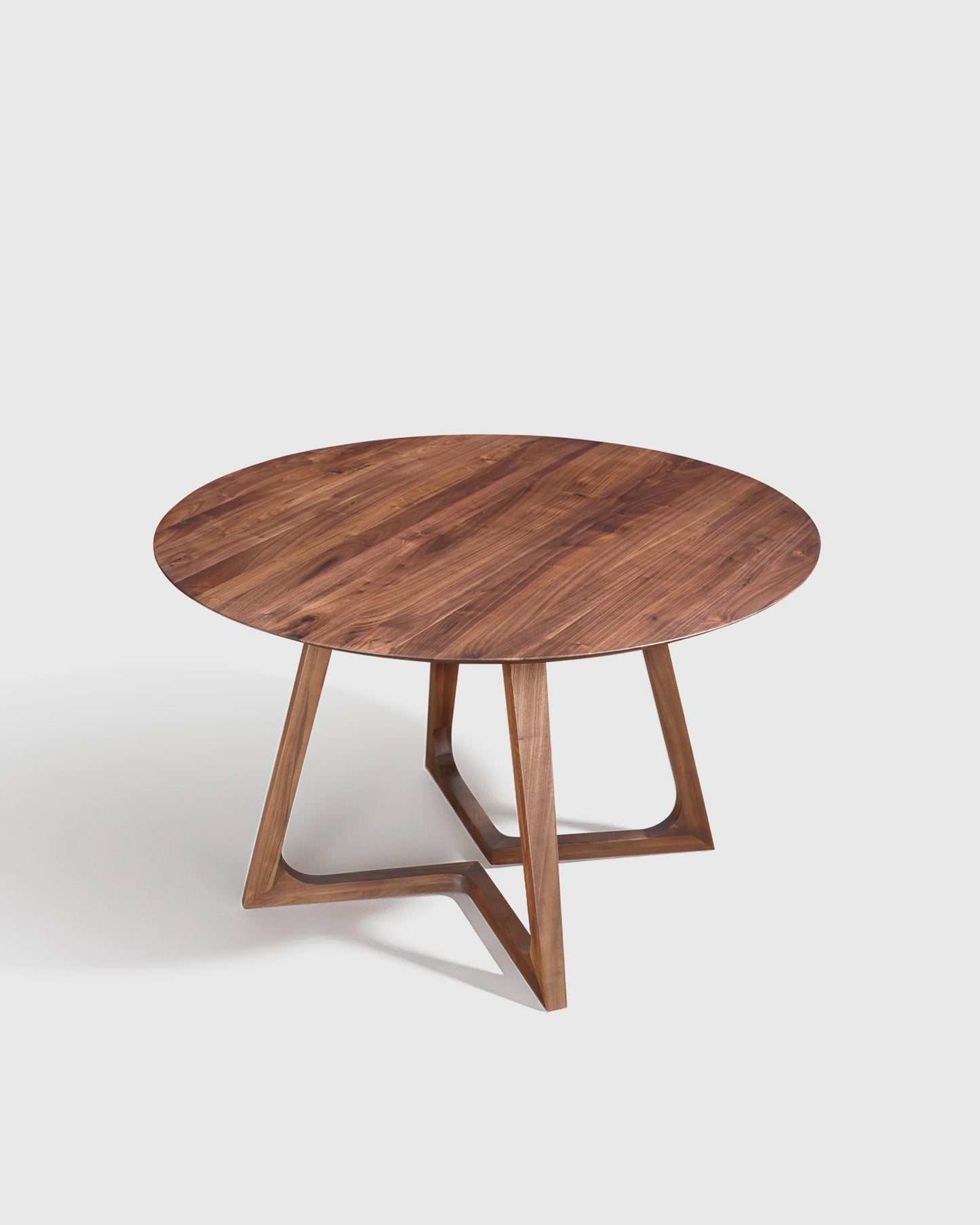Solid Wood Midcentury Round Dining Table - One Size / Brown Walnut