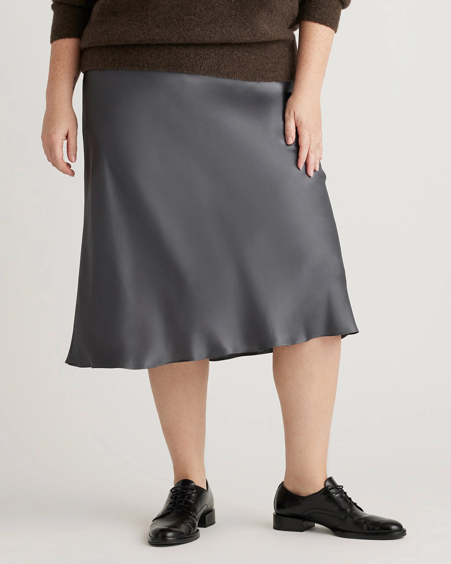 100% Washable Silk Skirt - XS / Champagne