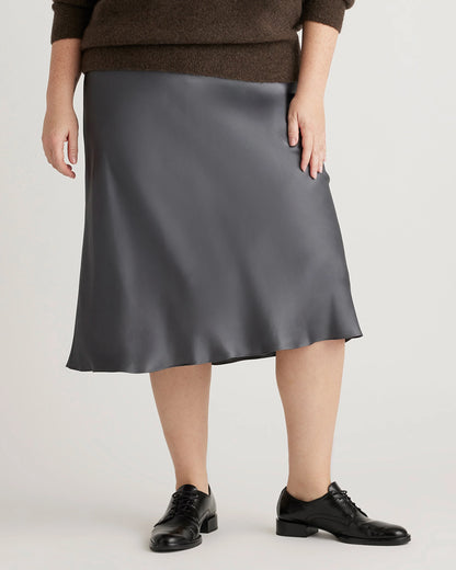 100% Washable Silk Skirt - XS / Champagne