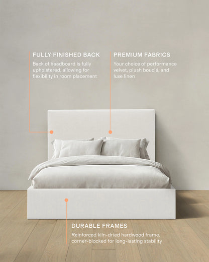 Square Bed in Performance Velvet - Full / Butterscotch