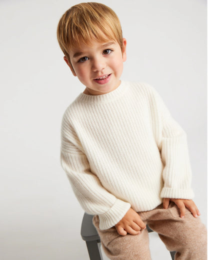 Washable Cashmere Fisherman Tunic Sweater - 2T / Ivory