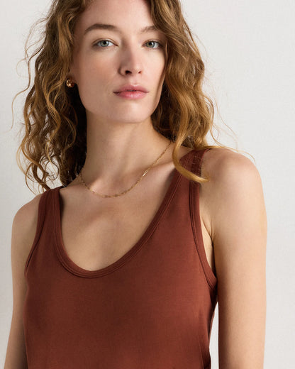 Cotton Modal Double Scoop Neck Tank - XS / Navy